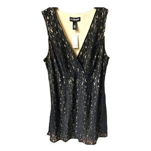 NEW Lane Bryant Plus Size Black Lace Overlay Midi Cocktail Dress.